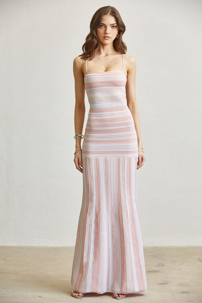 Pink Stardust Maxi Dress- Pink/White