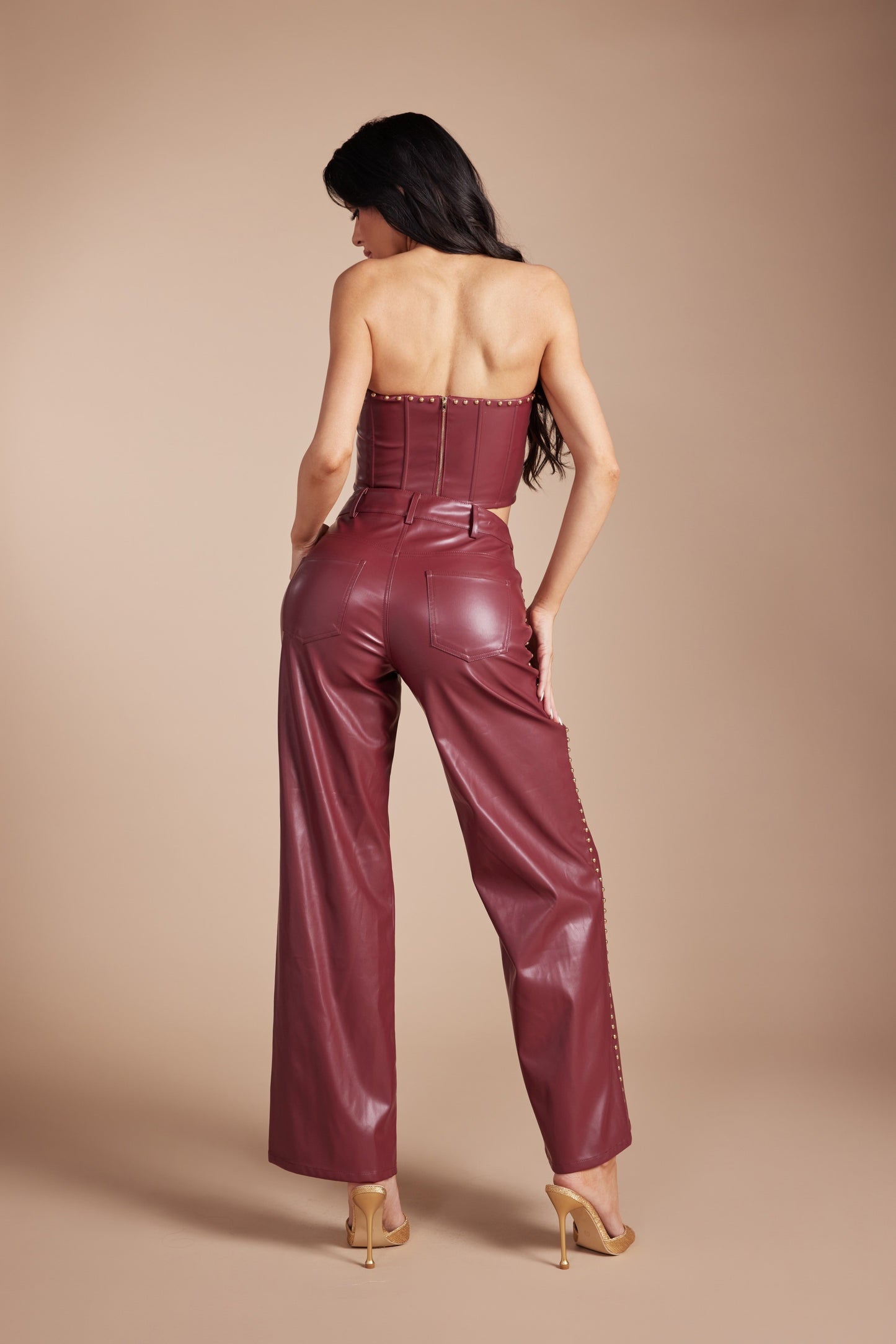 Bordeaux Luxe Pants Set- Burgundy