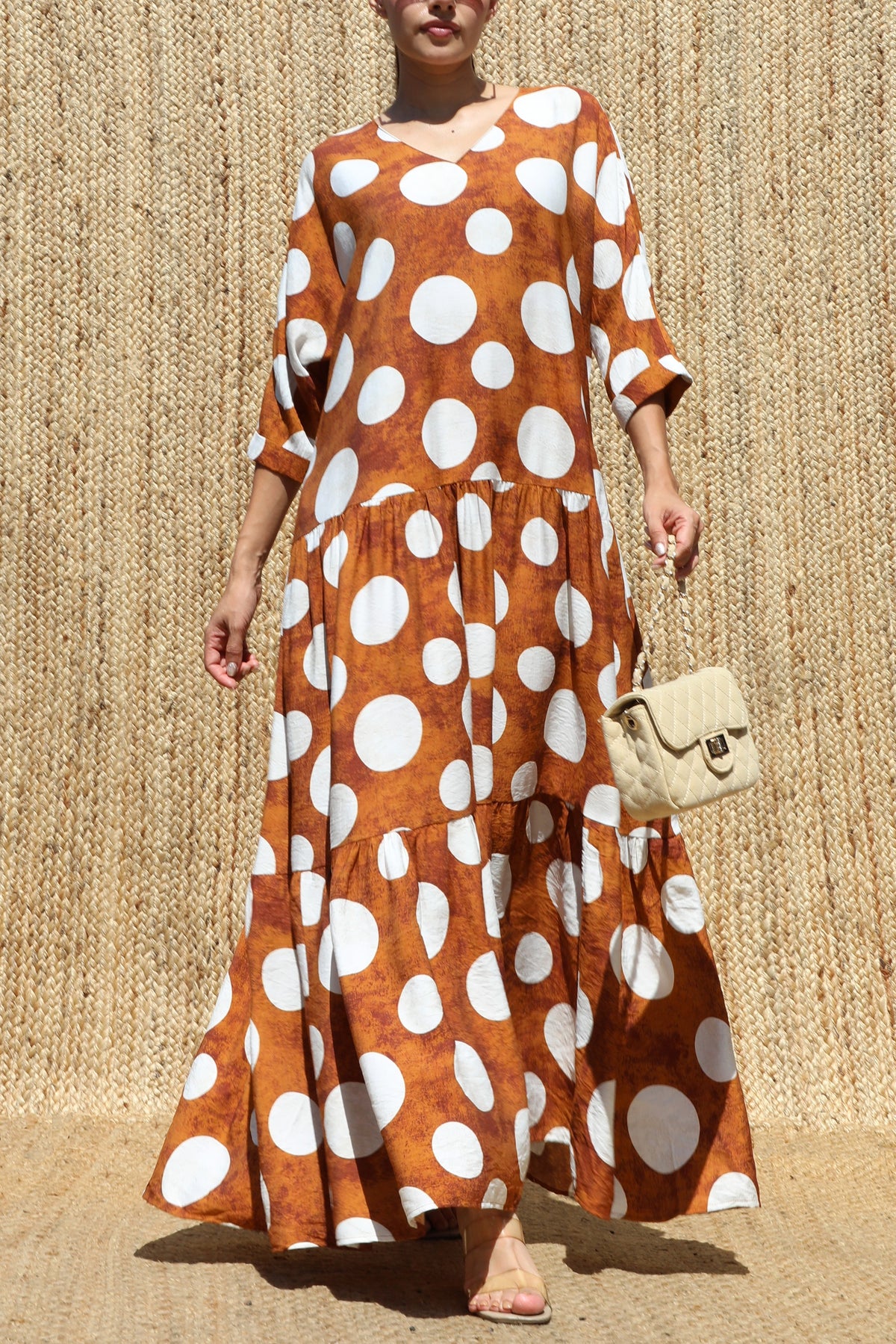 Jazz Maxi Dress- Camel/White