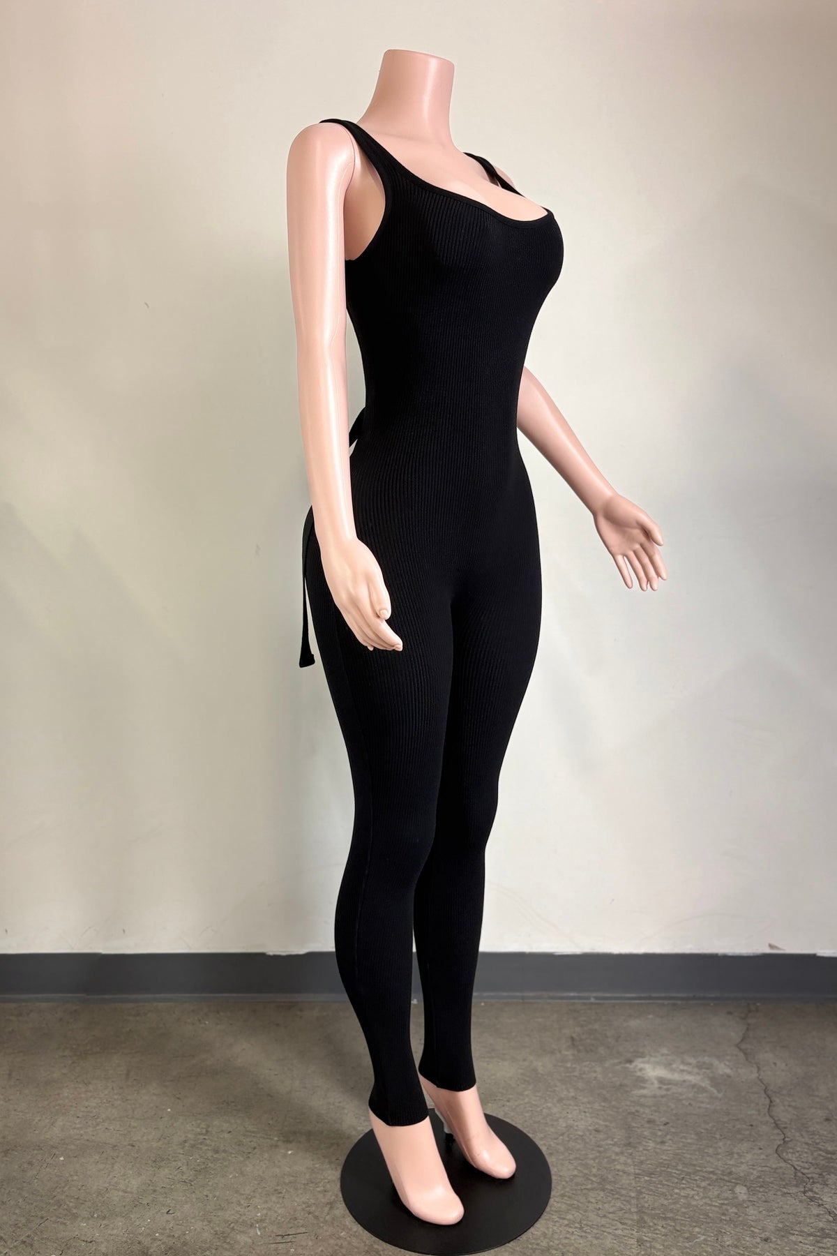 Take Me Back Criss-Cross Back Scrunched Butt Jumpsuit- Black