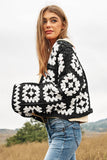 Two-Tone Floral Square Crochet Open Knit Cardigan- 2 Colors