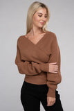 Viscose Cross Wrap Pullover Sweater Top- 4 Colors