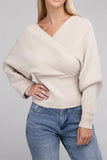 Viscose Cross Wrap Pullover Sweater Top- 4 Colors