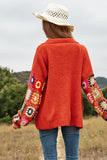 Crochet Floral Printed Long Sleeve Knit Cardigan- 2 Colors