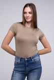 Double Layered Cap Sleeve Bodysuit Top-3 Colors