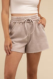 Acid Wash Fleece Drawstring Shorts with Pockets-3 Colors