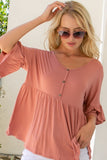 SOLID TULIP SLEEVE BABYDOLL TOP-4 COLORS