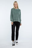 Washed Side Slit Oversized Cropped Sweater Top- 2 Colors