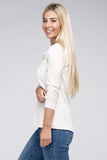 Melange Baby Waffle V-Neck Long Sleeve Top-3 Colors