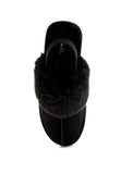 Kutchu Faux Fur Trim Platform Classic Slingback Shoes