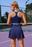 High Waist Pleated Skirt Two Piece Tennis Set-3 Colors