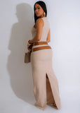 Nude Belted Maxi Dress