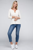 Melange Baby Waffle V-Neck Long Sleeve Top-3 Colors