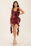 Ruffle Fringe Corsage Mini Dress