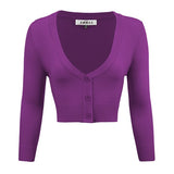 Women's Cropped Bolero 3/4 Sleeve Cardigan-17 Colors