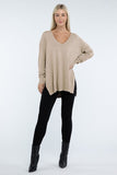 Hi-Low Hem Front Seam Sweater Top- 5 Colors