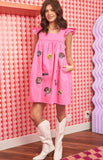 Plus Size Multi Patch Ruffled Streetwear Babydoll Mini Dress-3 Colors
