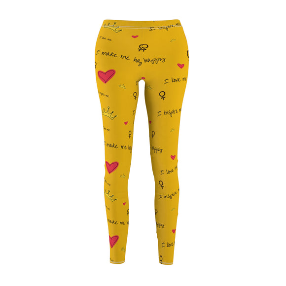 Custom Print Positive Thoughts Women's Cut & Sew Casual Leggings