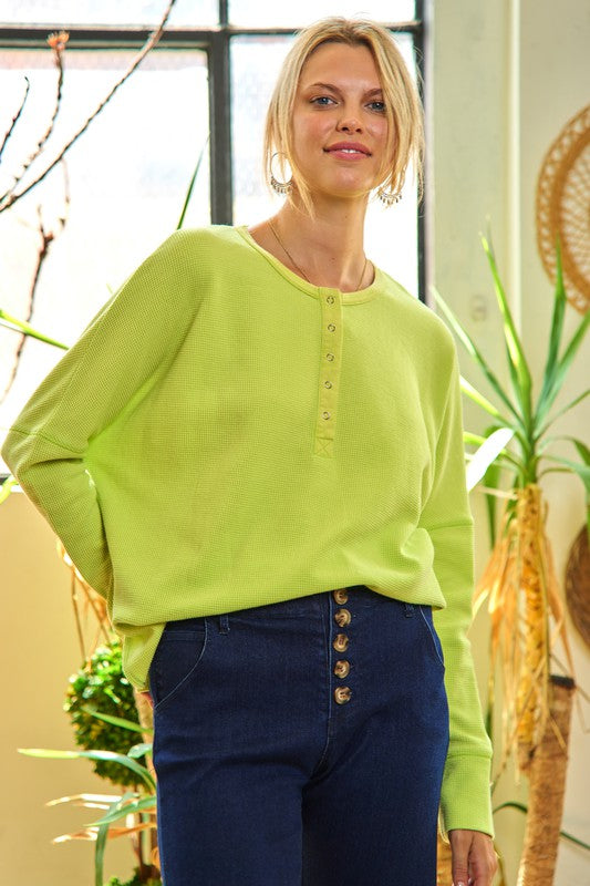 Button Down Side Slit Pullover Knit Top-3 Colors