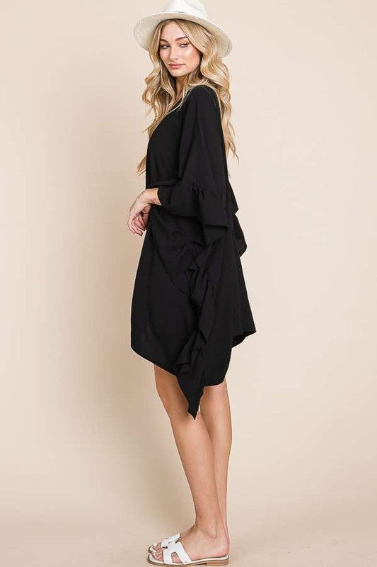 Wide sleeves Ruffle Kimono-2 Colors