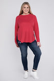 Plus Size Melange Baby Waffle Long Sleeve Top-5 Colors