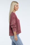 Washed Side Slit Oversized Cropped Sweater Top- 2 Colors