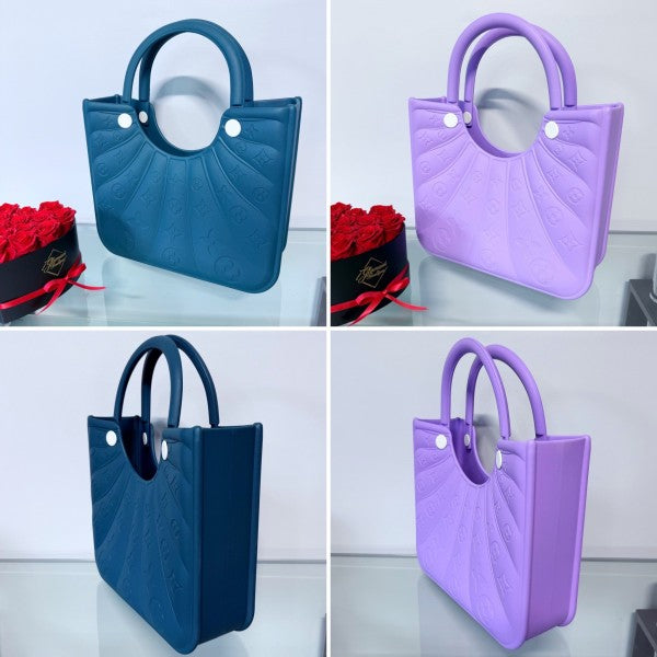 Arther Bolsas Loveclip Flowers Design Jelly Tote Bag-Lavender Or Teal