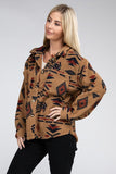 Sherpa Shacket (Shirt Jacket) with Aztec Pattern