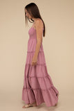 Woven Smocked Top Tiered Cami Maxi Dress-3 Colors