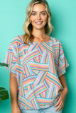 MULTI GEO PRINT WOVEN KIMONO TOP-2 COLORS