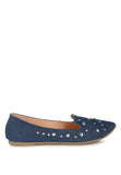 Olesia Stud Embellished Denim Blue Ballet Flats