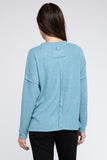 Ribbed Brushed Melange Hacci Sweater with a Pocket-5 Colors