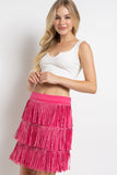 RHINESTONE SUEDE FRINGE SKIRT-6 COLORS