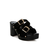 Zoane Studded Dual Buckle Platform Clogs