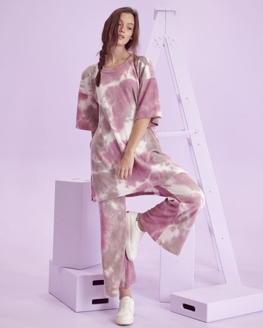 PLUS SIZE BRUSHED RIB TIE DYE SET- 2 COLORS