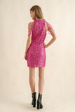 SEQUINS BODYCON PARTY DRESS WITH SHOULDER BEADS-4 COLORS