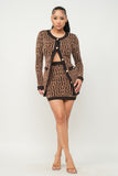 Gold Button Detailed Skirt & Cardigan Set (Pre-Order)