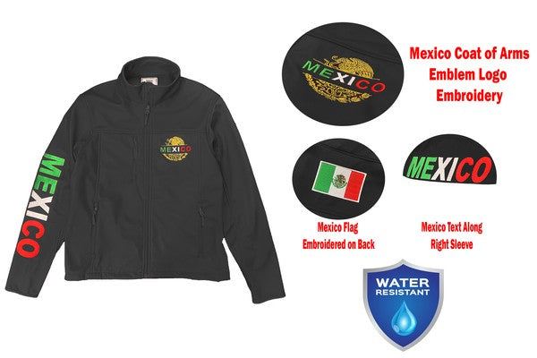 Men's Mexico Embroidered Soft Shell Water Repellent Jacket-4 Colors