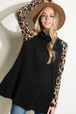 BRUSHED HACCI CHEETAH PRINT AND SOLID MIXED TOP