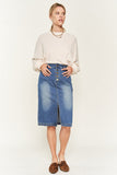Denim Buttoned Knee Length Skirt