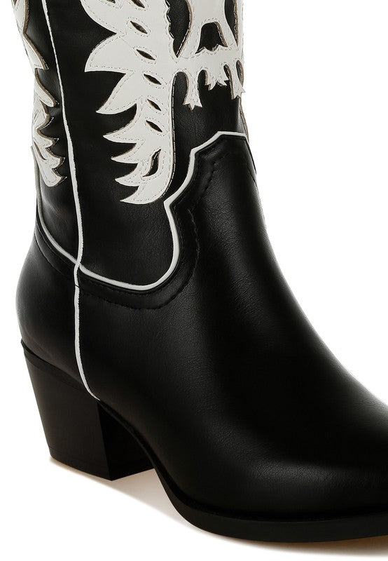 Thistle Winged Patchwork Cowboy Boots- 2 Colors