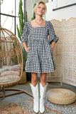 TWEED PUFF SLEEVE MINI DRESS- 2 COLORS