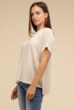 Dolman Short Sleeve Jacquard Sweater Top- 3 Colors