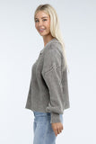 Washed Collared Henley Sweater Top- 6 Colors