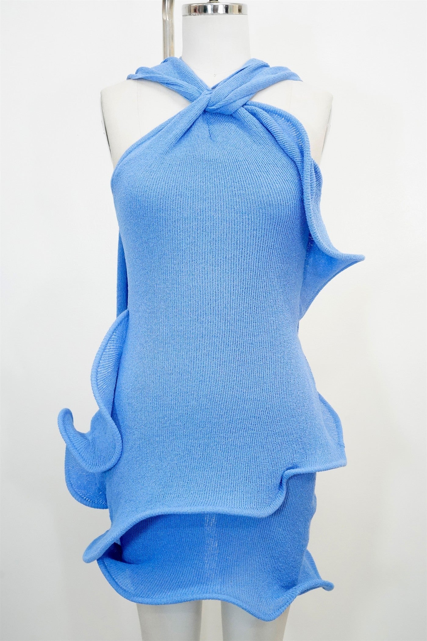 Knit Ruffle Halter Mini Dress- Multiple Colors