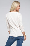 Melange Baby Waffle V-Neck Long Sleeve Top-3 Colors