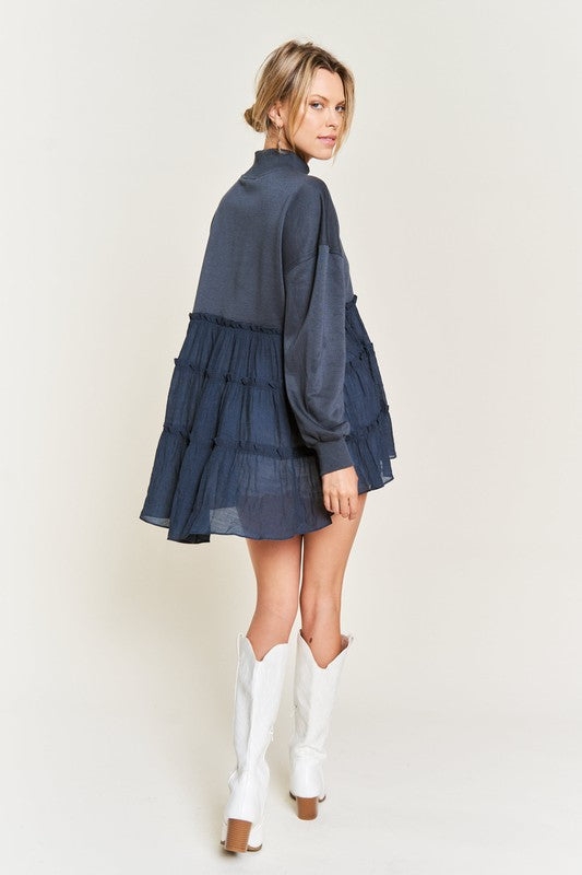 PLUS SIZE MOCK NECK TUNIC KNIT TOP