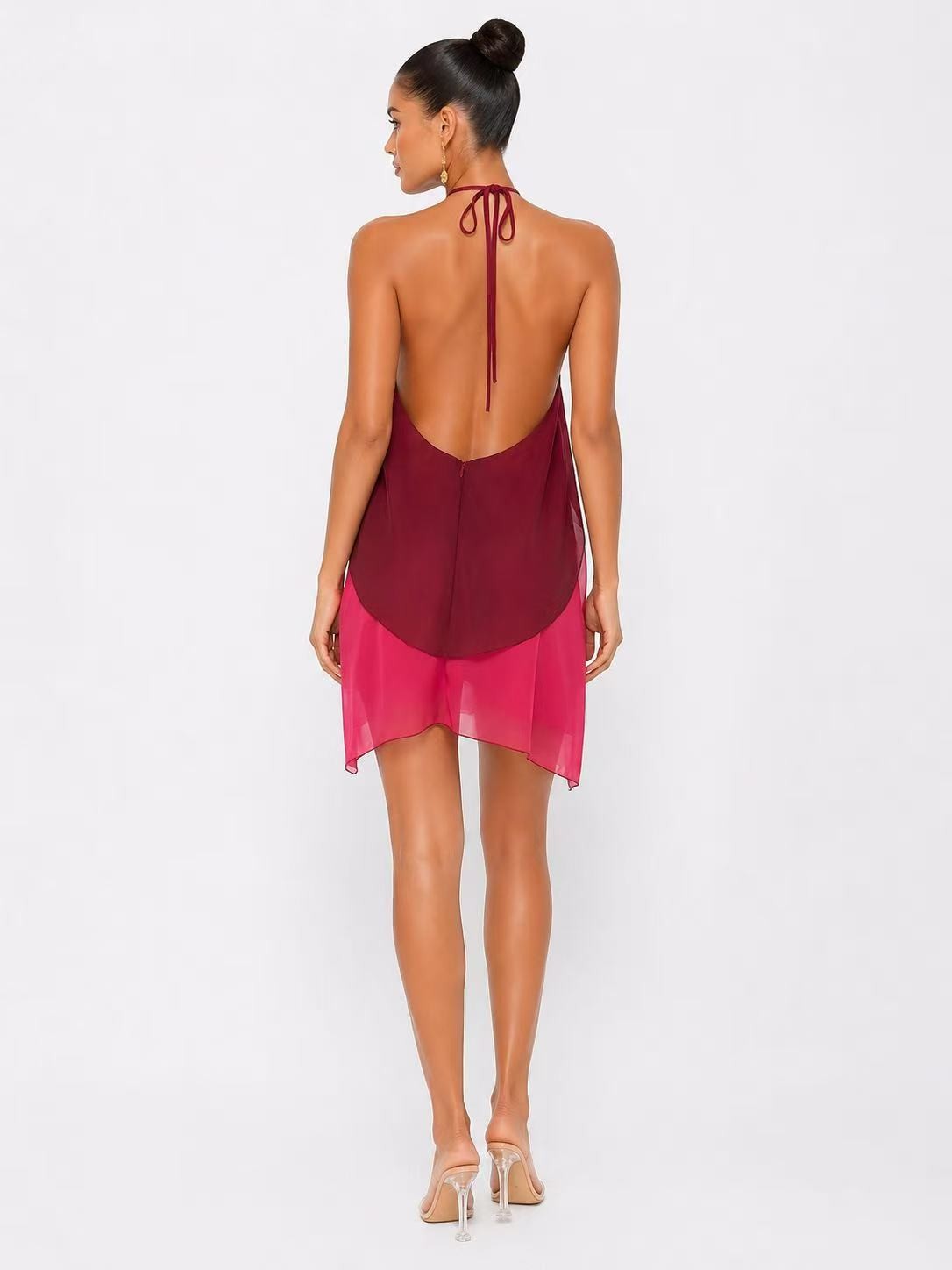 Fire Halter Chiffon Mini Dress