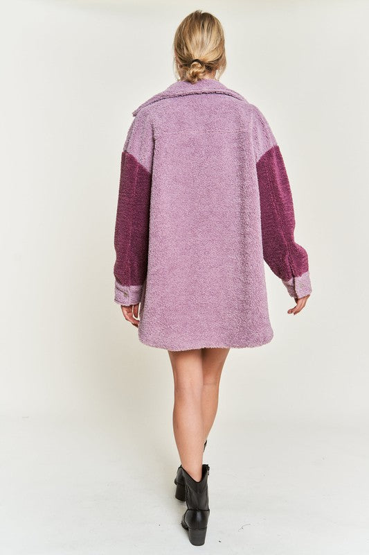 Plus Size Colorblock Sherpa Jacket - 2 Colors Available