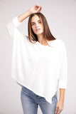 3/4 Sleeve V-Neck Hi-Low Hem Jacquard Sweater Top-6 Colors